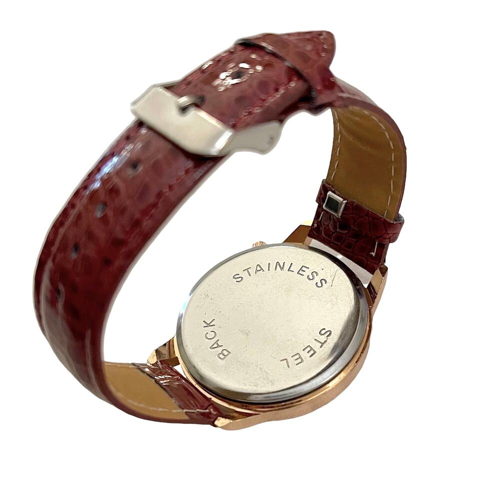 Women's RHINESTONE BUTTERFLY Watch Red Faux Leather Strap - NEW BATTERY - Picture 6 of 6